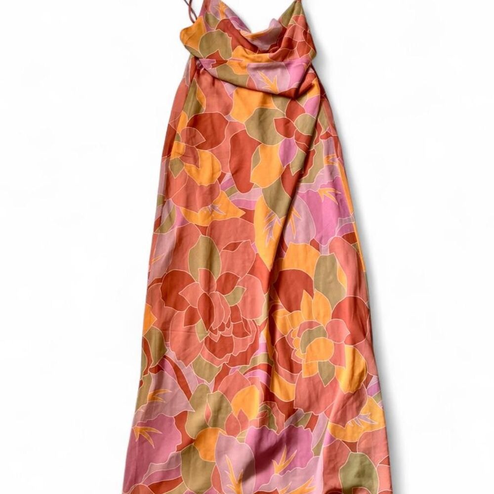RNWY Pink and Orange Colorful Print Summer Maxi Dress